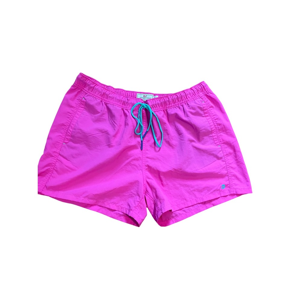 Vineyard Vines Performance Shorts Neon Pink Teal Drawstring Women Medium 2H0332